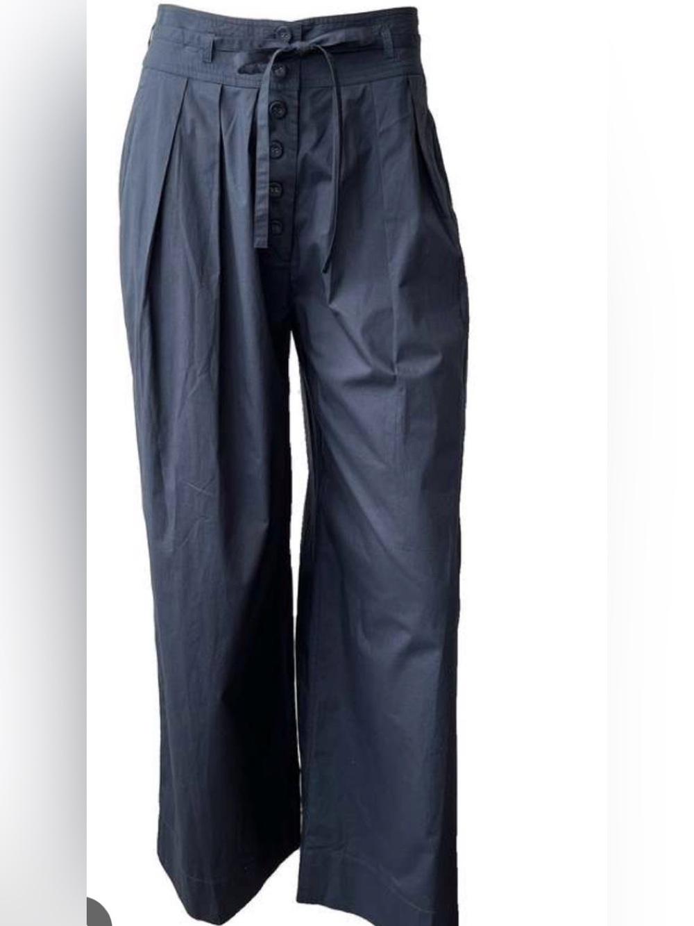 Ulla Johnson Navy High-Waist Wide-Leg Trousers